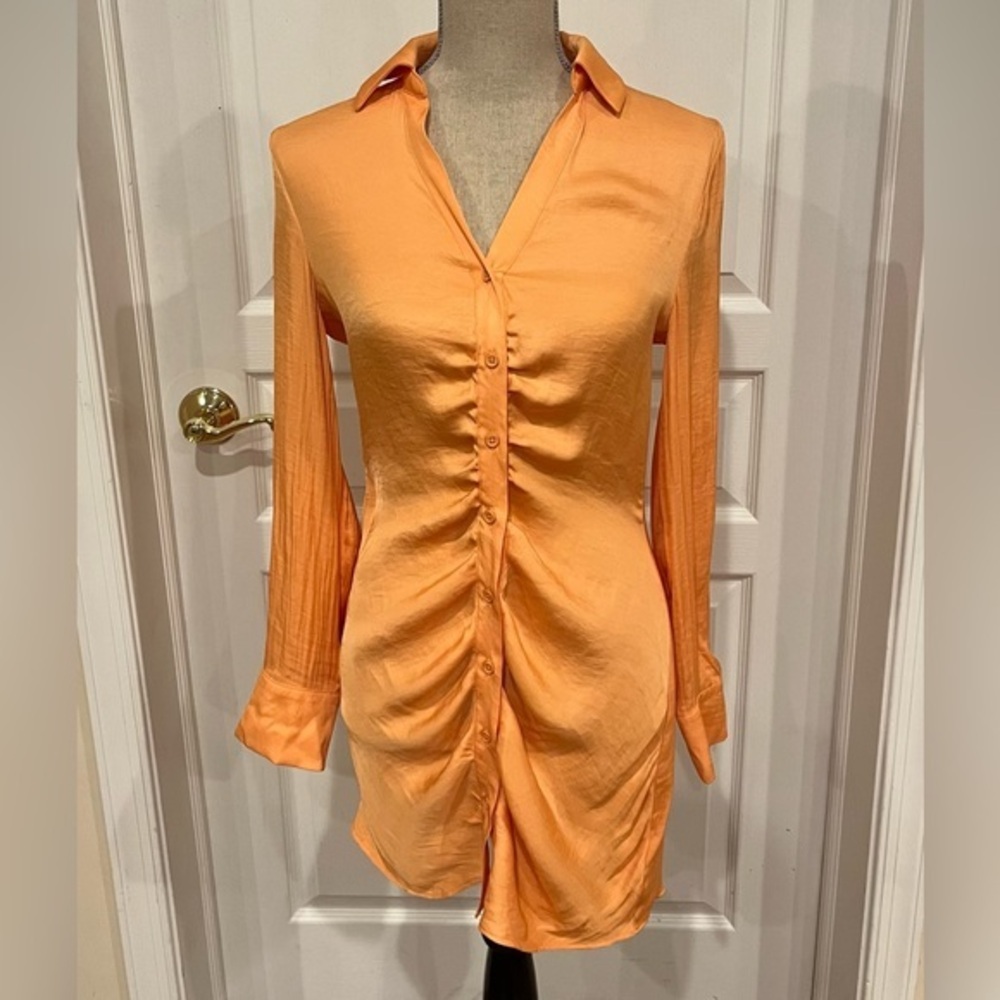 Orange button up dress